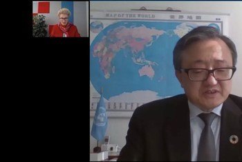 联合国主管经济和社会事务的副秘书长刘振民在联合国大会第75届会议“社会、人道主义和文化委员会”开幕会议上发言。
