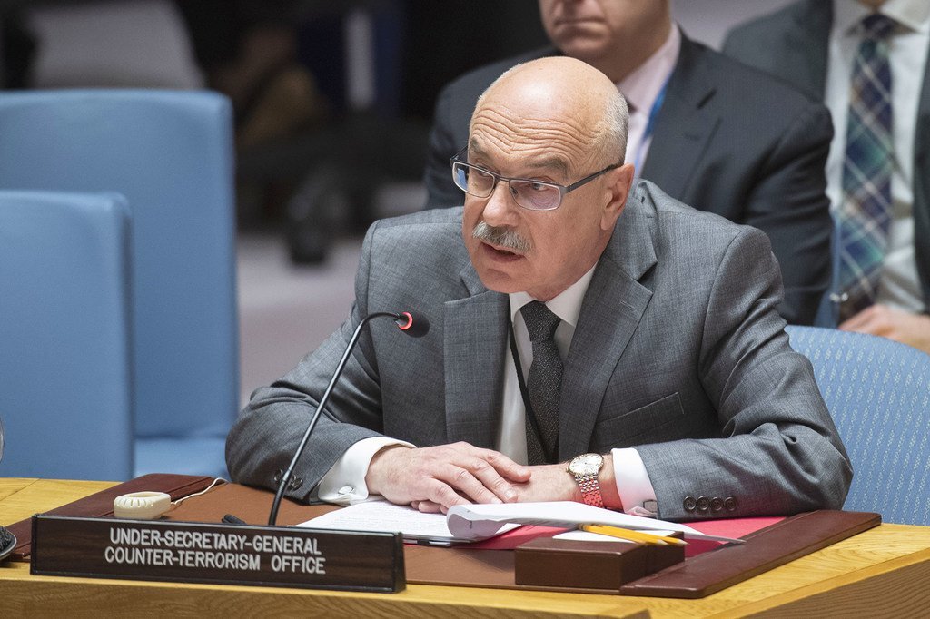 联合国反恐怖主义办公室负责人、副秘书长弗拉基米尔·沃龙科夫向安理会介绍恐怖行为对国际和平与安全造成的威胁。