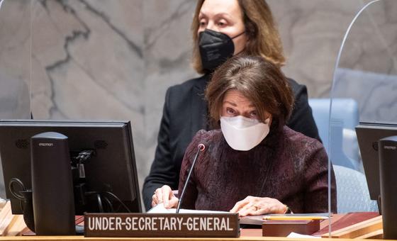 Rosemary DiCarlo, Under-Secretary-General for Political and Peacebuilding Affairs, briefs a UN Security Council meeting on the general issues relating to sanctions.