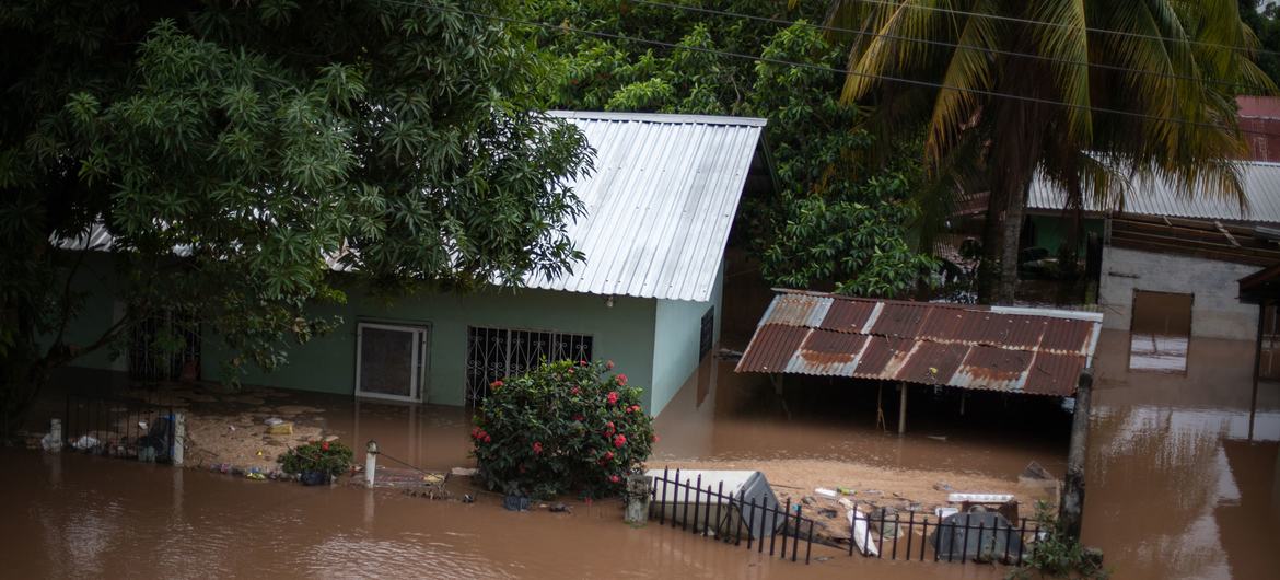 In the La Democracia neighborhood of the municipality of San Manuel in the province of Cortés, flooding caused by the flooding of the Ulúa River caused by hurricanes Eta and Iota has submerged the entire neighborhood.