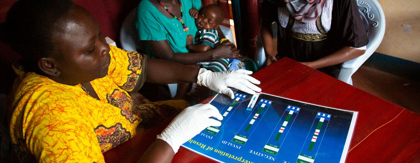 A woman gets tested for HIV at a hospital in Wau, South Sudan.