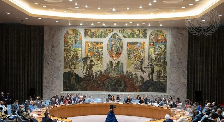 مجلس الأمن يجتمع لبحث الأوضاع الإنسانية في أوكرانيا. 7 آذار/مارس 2022.