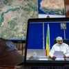 Mahamat Saleh Annadif, Représentant spécial du Secrétaire général des Nations Unies pour le Mali, s'exprime lors d'une réunion virtuelle du Conseil de sécurité sur la situation dans ce pays d'Afrique de l'Ouest.