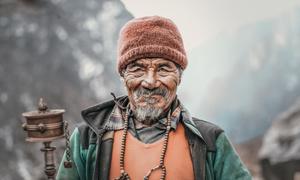 An elderly man in Langtang, Nepal, where temperatures have been increasing in recent decades.