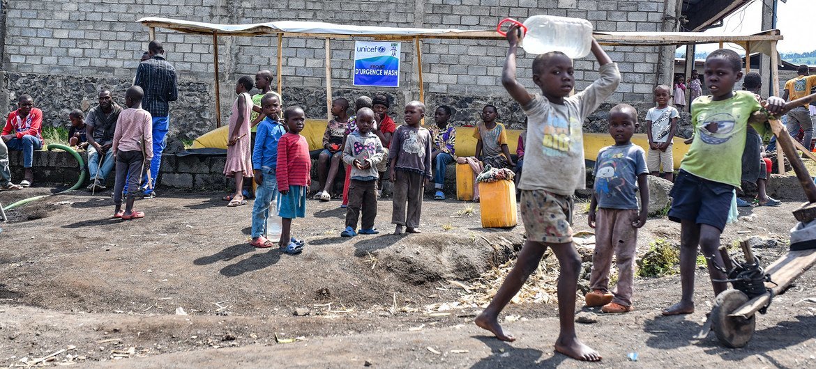 Des enfants déplacés au Nord-Kivu, en République démocratique du Congo.