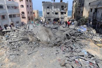 7日，以色列空袭在加沙地带造成的破坏。