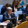 यूएन प्रमुख एंतोनियो गुटेरेश, अन्तरराष्ट्रीय शान्ति व सुरक्षा के मुद्दे पर, सुरक्षा परिषद को सम्बोधित करते हुए.