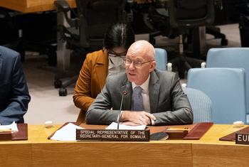 James Swan, Special Representative of the Secretary-General and Head of the UN Assistance Mission in Somalia, briefs Security Council members on the situation in the country.