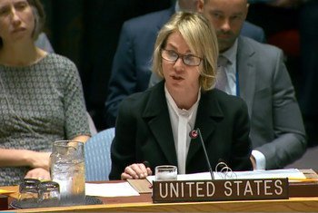 كيلي كرافت، المندوبة الأميركية الدائمة لدى الولايات المتحدة، تتحدث أمام مجلس الأأمن حول تقرير الأمين العام عن المرأة والسلام والأمن.