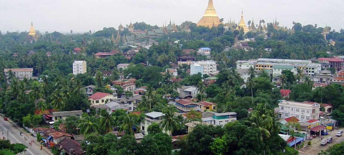缅甸最大城市仰光。 