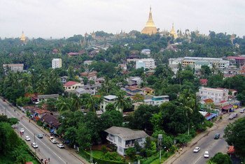 Vista de Yangon, Myanmar