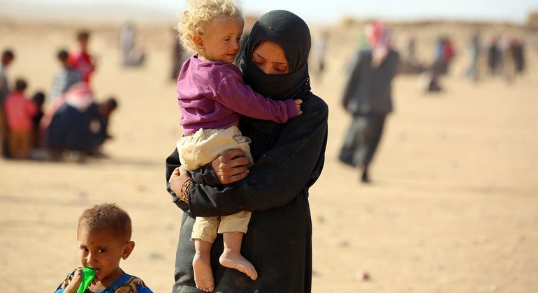 Refugees in the Al-Hol camp in Syria’s north-eastern Hasakeh Governorate. (file)