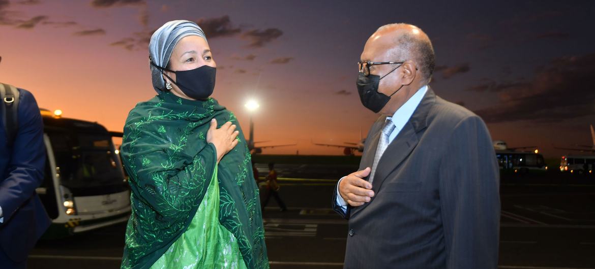 Deputy Secretary-General Amina Mohammed was welcomed by Ambassador Mehereteab Mulugeta, Chief of Cabinet of Ethiopia’s Ministry of Foreign Affairs upon her arrival in Addis Ababa to participate in the 35th African Union Summit.