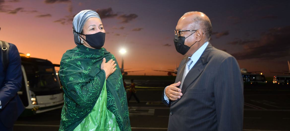 Deputy Secretary-General Amina Mohammed was greeted by Ambassador Mehereteab Mulugeta, Chief of Staff of the Ethiopian Ministry of Foreign Affairs as she arrived in Addis Ababa for the 35th African Union Summit.