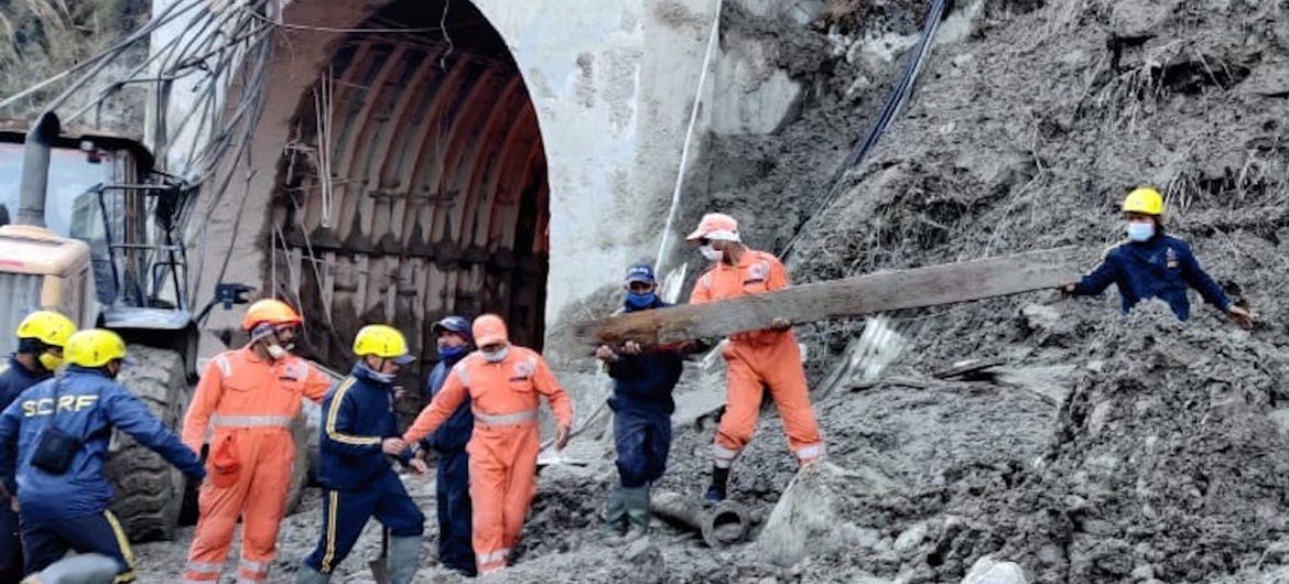 Rescue efforts after part of a Himalayan glacier broke away in India’s Uttarakhand province in February, unleashing a torrent of water, rock and debris downstream.