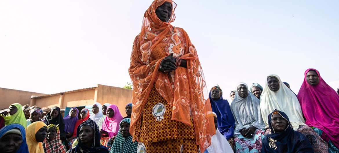 Women campaigning against child marriage at a village in south-centre Niger.