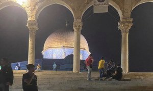 La Mezquita de la Cúpula de la Roca, en Jerusalén Este, un día después de que se produjeran enfrentamientos entre la policía israelí y los palestinos el viernes 7 de mayo de 2021.