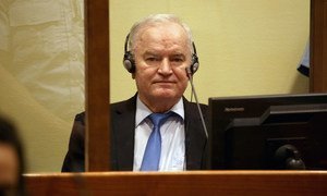 Indicted Bosnian-Serb war criminal Ratko Mladic appears before the International Residual Mechanism for Criminal Tribunals Appeals Chamber in The Hague.