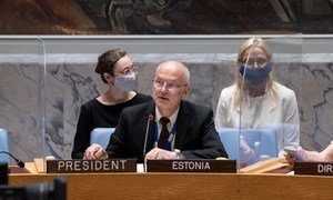 爱沙尼亚常驻联合国代表约根森（Sven Jürgenson）作为安理会本月轮值主席主持了提名联合国秘书长候选人的会议。