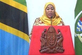Rais Samia Suluhu Hassan wa Tanzania akihutubia Baraza Kuu la UN