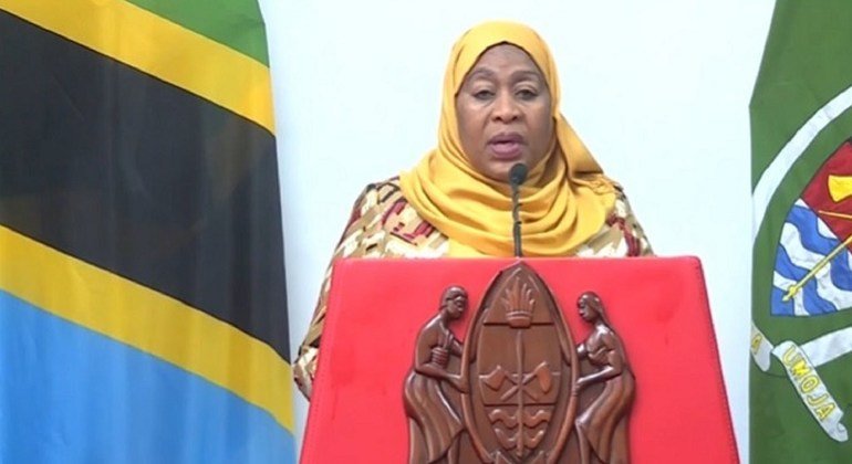 Rais Samia Suluhu Hassan wa Tanzania akihutubia Baraza Kuu la UN