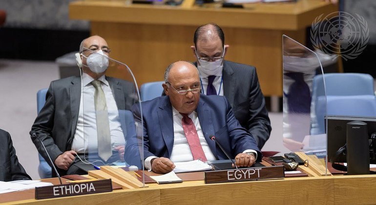 وزير خارجية مصر، سامح شكري، يخاطب مجلس الأمن بشأن سد النهضة.