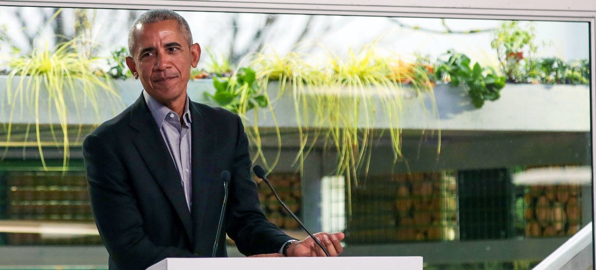 Former US president Barack Obama addresses the COP26 Climate Conference in Glasgow, Scotland, where he encouraged delegates to rise to the challenge of the climate crisis.