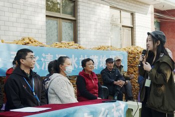 Xiaoyuan Ren (right) has developed a data platform that tests and records the quality of groundwater across a thousand villages in rural China.  