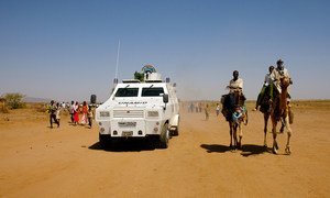 The African Union-United Nations Hybrid Operation in Darfur (UNAMID) patrols Shangil Tobaya in North Darfur, Sudan.