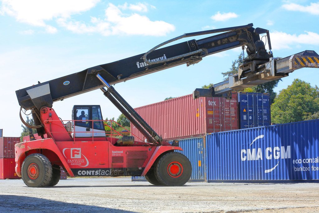 Road freight is processed at a port in Addis Ababa, Ethiopia.