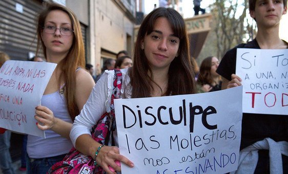 Female protesters take to the streets of Argentina.