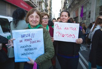 Female protesters take to the streets of Argentina.