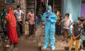 Кампания по просвещению населения о мерах по предотвращению распространения коронавируса в Индии. 