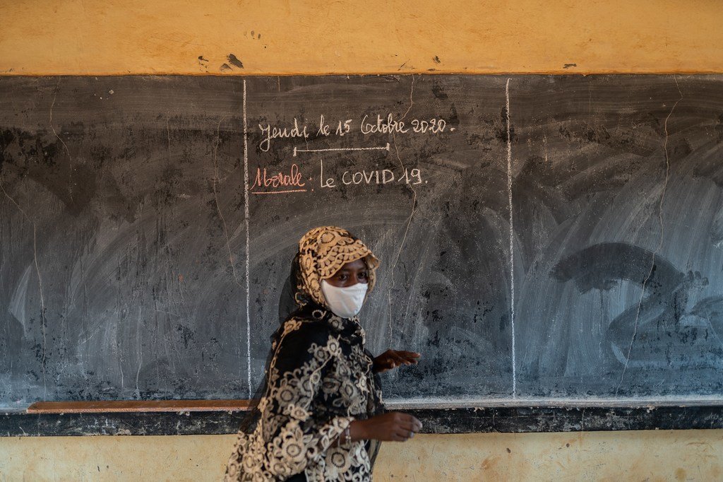 Niamey, 15 octobre 2020: Aminata, enseignante, est à l'école Hanti Goussou à Niamey le premier jour d'enseignement après des mois de fermetures