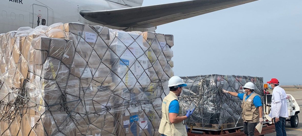 联合国支持应对2019冠状病毒病并挽救生命的物资通过航空货运抵达委内瑞拉。