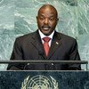 O presidente do Burundi, Pierre Nkurunziza, discursa na Assembleia Geral das Nações Unidas.