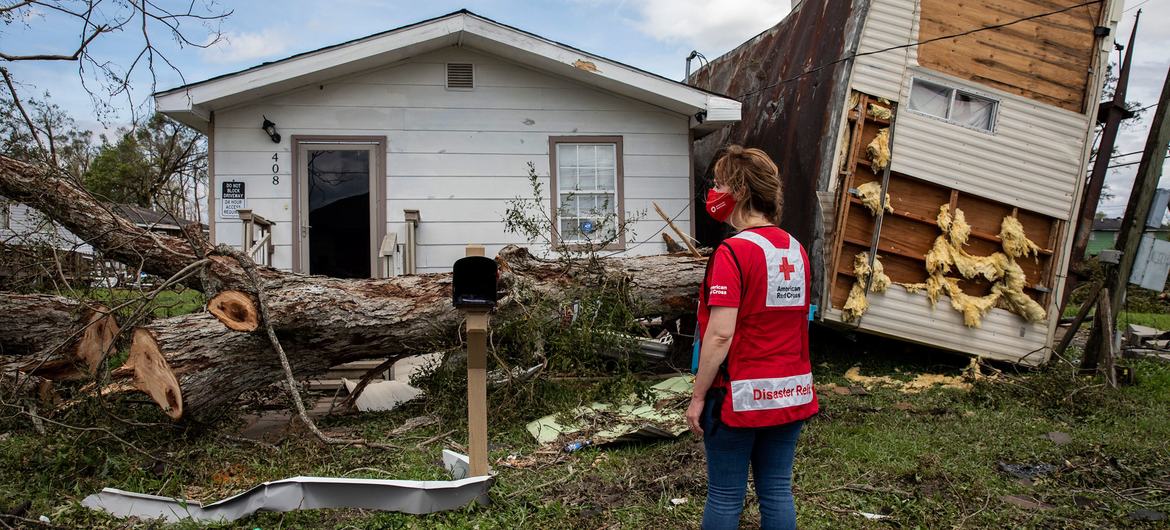 Destruction left in the wake of Hurricane Ida in New Sarpy, Louisiana, August 2021.