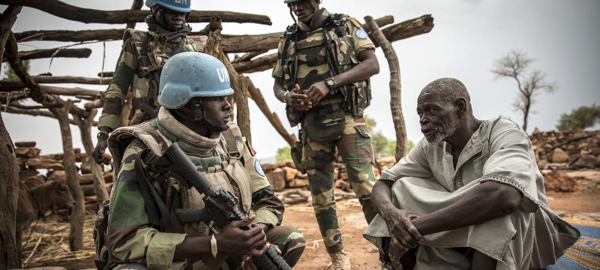 UN peacekeepers in the Mopti region of central Mali during during a  military operation in support of the authorities to protect civilians.(July 2019)