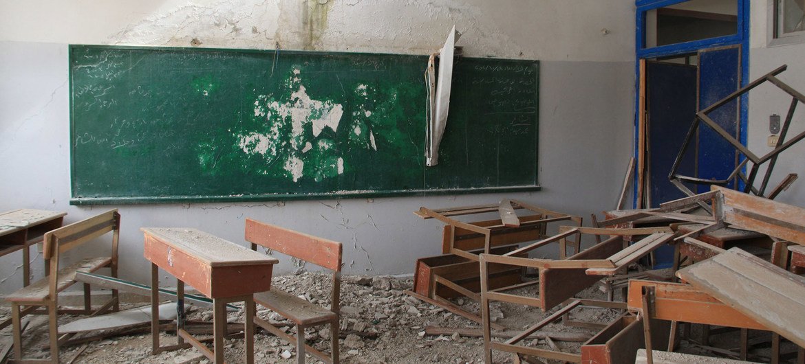 Классная комната в школе БАПОР в Сирии. 