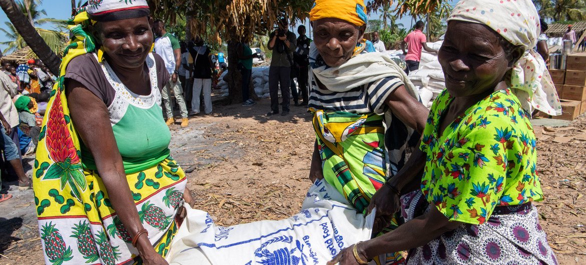 When natural disasters strike, such as cyclones in Mozambique (pictured),  WFP mobilizes to feed affected populations.