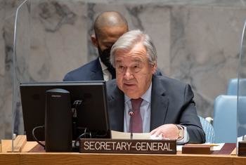 Генсек ООН Антониу Гутерриш на заседании Совета Безопасности.