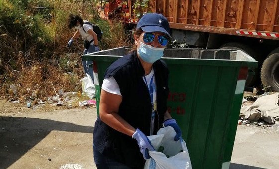 Mona Fattah volunteers to help clean up one of Beiruts streets. 