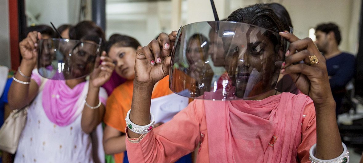 Women in India are being trained in plastic engineering.