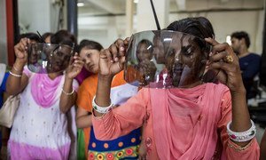 Women in India are being trained in plastic engineering.