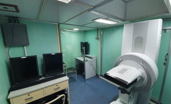 A mammography machine on board the Brazilian navy ship Carlos Chagas.