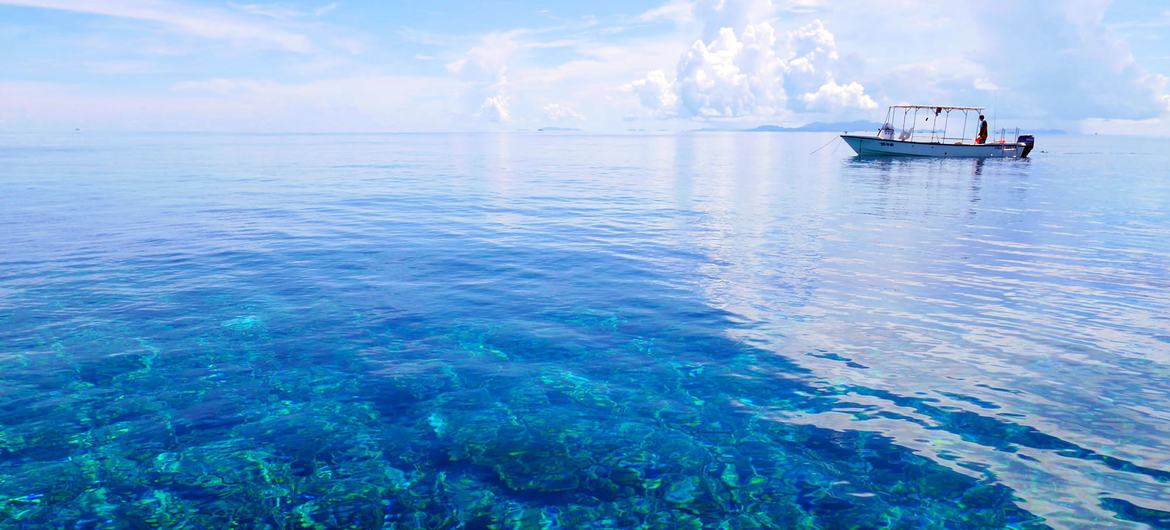 Calm and clear sea in Okinawa, Japan.