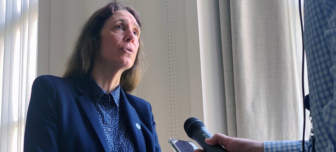 Matilda Bogner, cheffe de la mission de surveillance des droits de l'homme en Ukraine, à l'ONU à Genève.