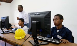 Young people in Madagascar receive technology training at a centre supported by the ILO.