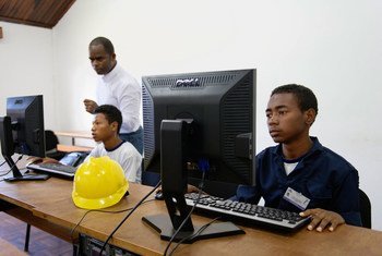 Young people in Madagascar receive technology training at a centre supported by the ILO.