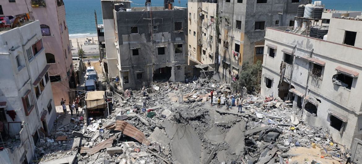 Destruction after Israeli air strike in escalation in August 2022